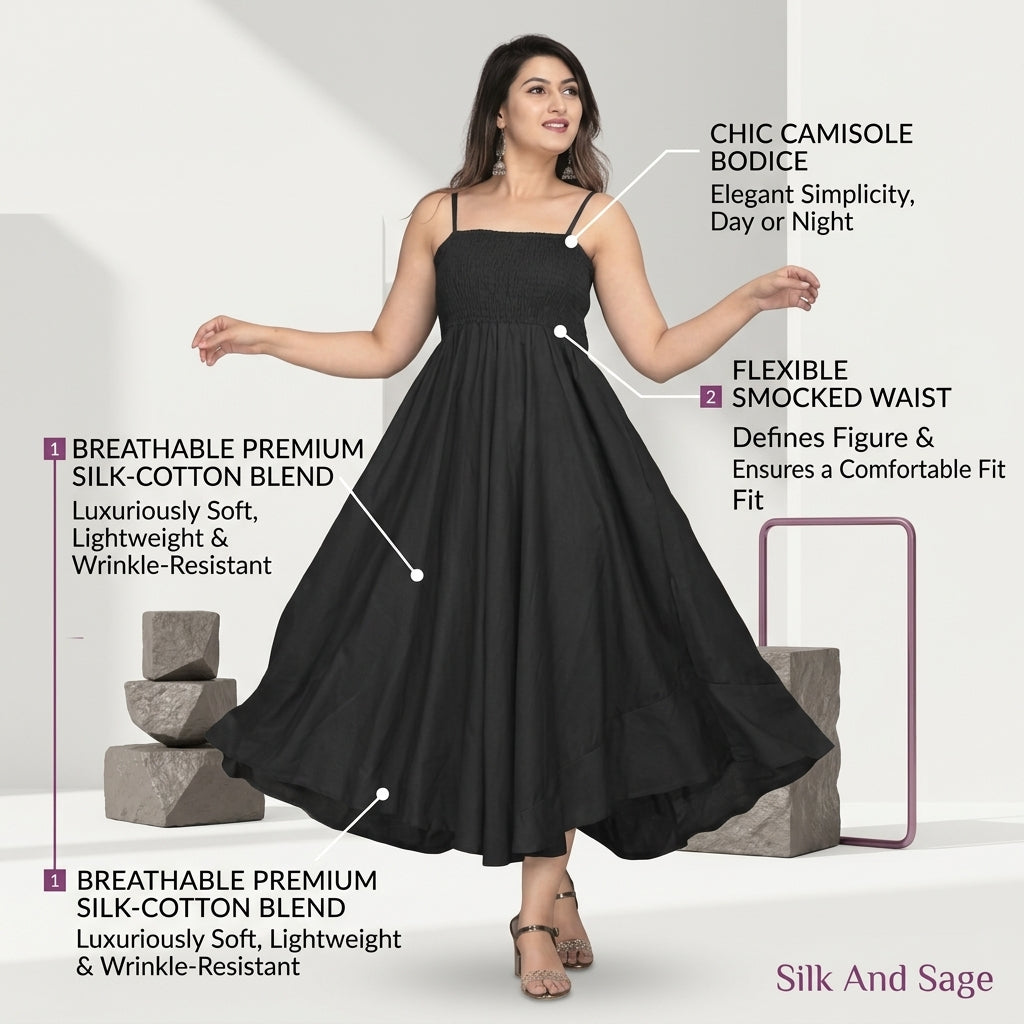 Women Maxi Black Full Length Dress